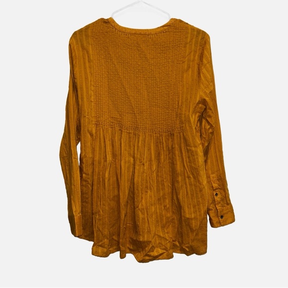 J. Jill Golden Swiss Dot Pleated Textured Peasant Popover Blouse - Picture 3 of 6